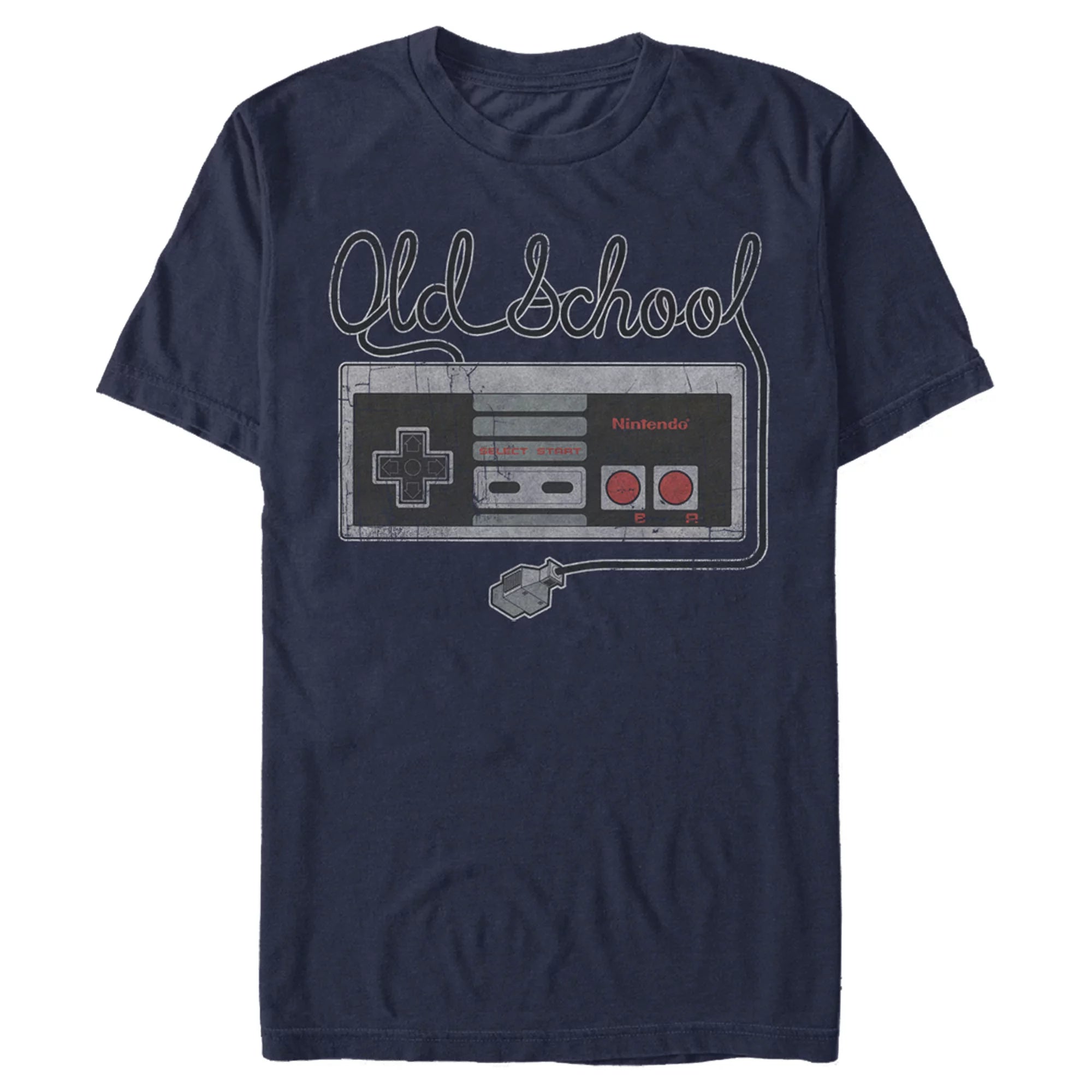 Men's Nintendo Old Schoool NES Controller  Graphic Tee Navy Blue Medium