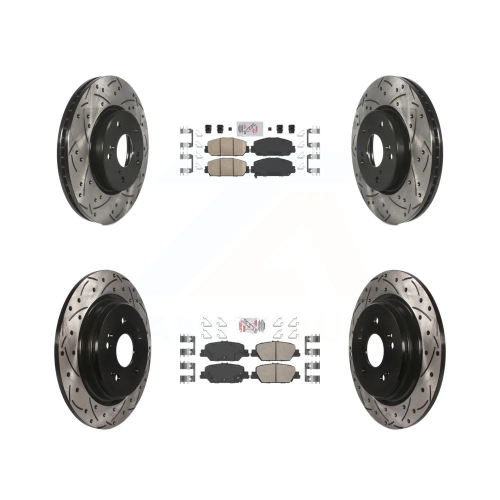 Transit Auto - Front Rear Ceramic Pads And Coated Drilled Slotted Disc Brake Rotors Kit For 2020 Honda CR-V 2.0L Except Hybrid KDA-101526