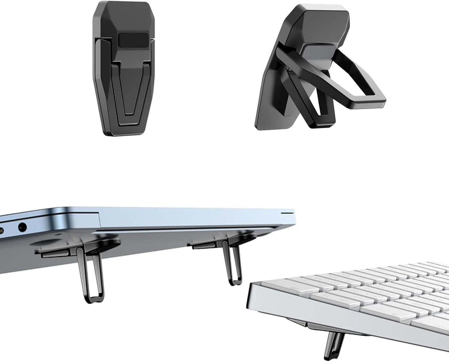 PONICOR 2pcs Zinc Alloy Computer Keyboard Stand for Desk, Foldable Keyboard Riser with 2 Angle Adjustable,