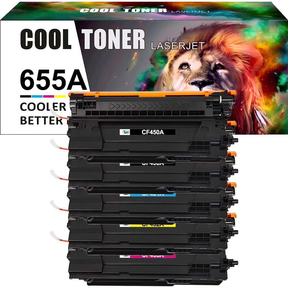 Cool Toner Compatible Toner for HP CF450A CF451A CF452A CF453A Enterprise M652n M652 M653dn M653x M653 (2 Black,Cyan,Magenta,Yellow,5 Pack)