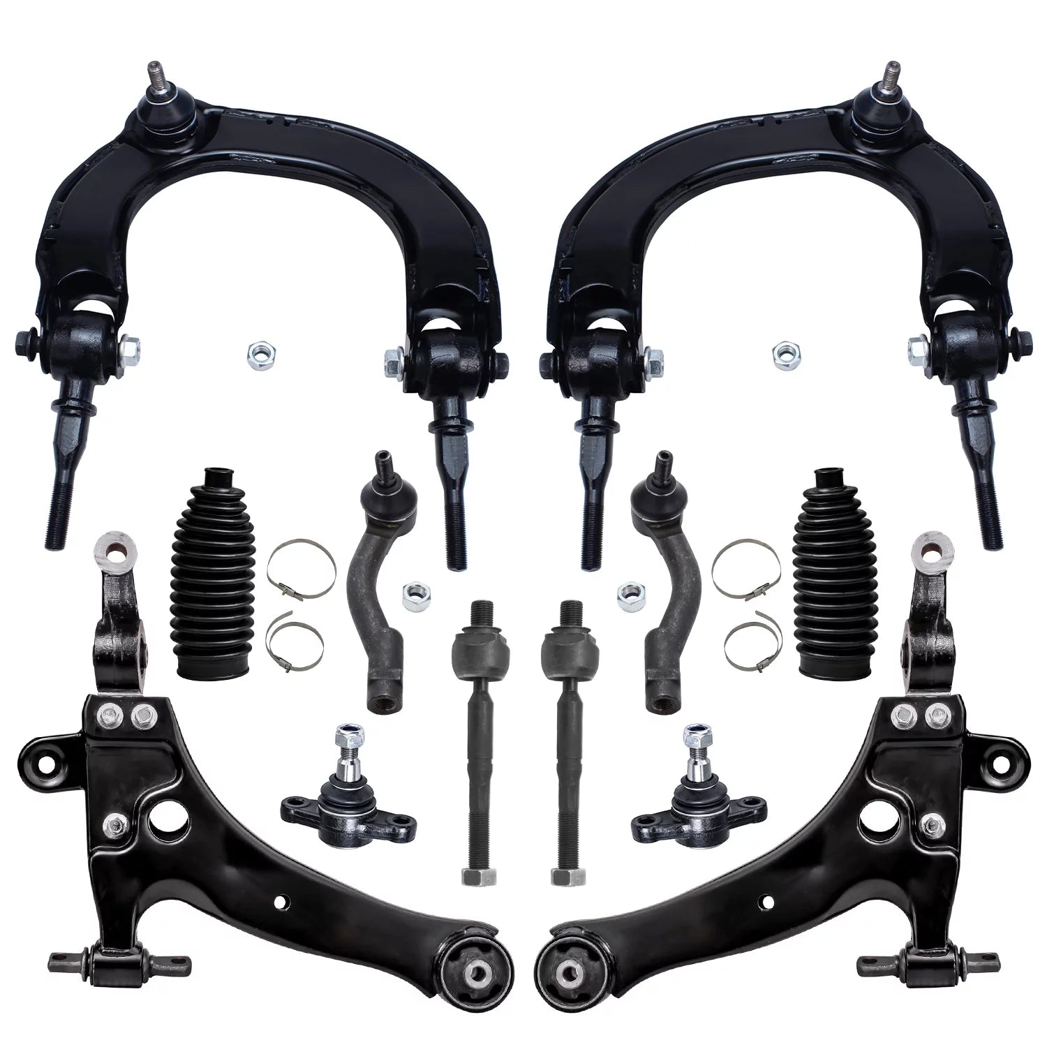 Detroit Axle - Front Control Arms+ Ball Joints + Tie Rod w/ Boots Replacement for Hyundai Sonata XG300 XG350 Kia Optima - 12pc Set Fits select: 2005 HYUNDAI SONATA GL