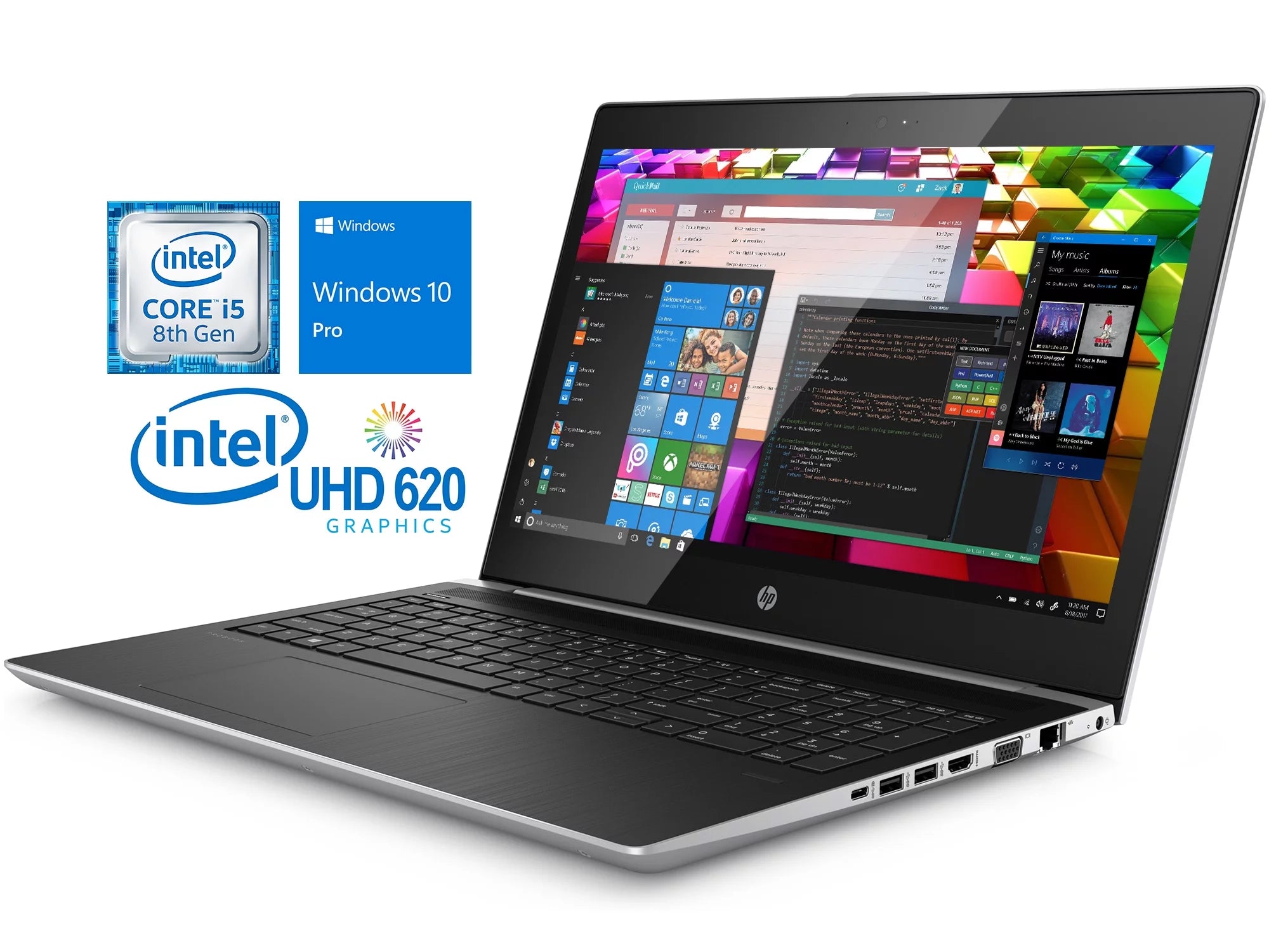 UsedHP ProBook 450 G5 Notebook, 15.6 HD Touch Display, Intel Core i5-8250U Upto 3.4GHz, 16GB RAM, 1TB SSD, HDMI, VGA, Card Reader, Wi-Fi, Bluetooth, Windows 10 Pro