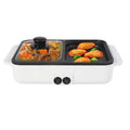 1200W 2 in 1 Electric Hot Pot Non-Stick BBQ Plate Barbecue Grill Cooking Frying Pan 11.4*8.7*4.3inch