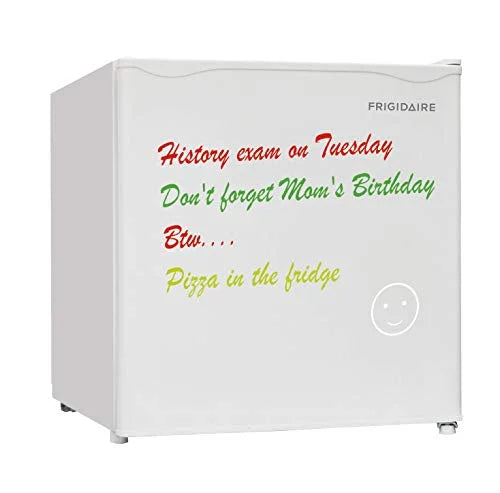 Frigidaire EFR107-WHITE 1.6 Cu Ft Compact Dorm Fridge with Dry Erase Board, White 1.6 cu ft Fridge WHITE