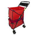EasyGo Deluxe Cart Folding Grocery Shopping and Laundry Utility Cart ¨C Unique Double Level Cart - Front Swivel Wheels - Easy Folding - 150lbs Capacity ¨C Patent Pending ¨C RED