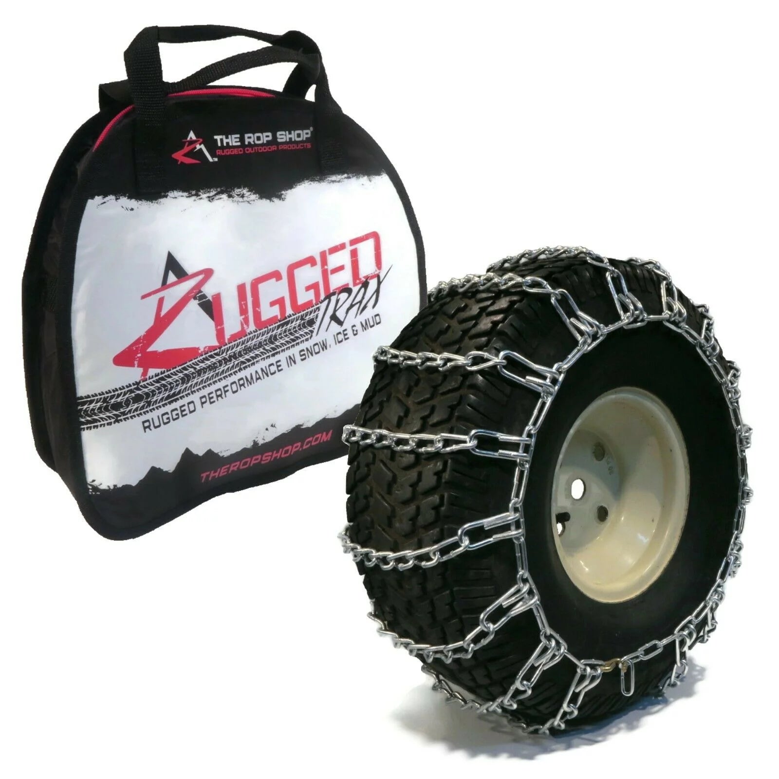 The ROP Shop | Pair of 2 Link Tire Chains 23x10.5x12 for Sears Craftsman Lawn Mower, Snowblower