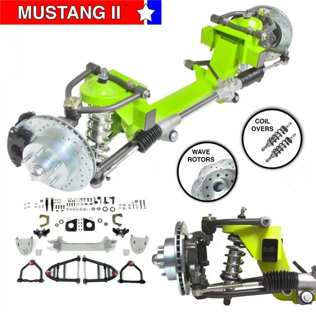 Helix Suspension Brakes & Steering 9102698 IFS Coilover Shock 2 in. Drop 5 x 4.75 Manual Right Hand Drive Rack Without Crossmember for 1955-1957 International 26 in. Frame Mustang 2