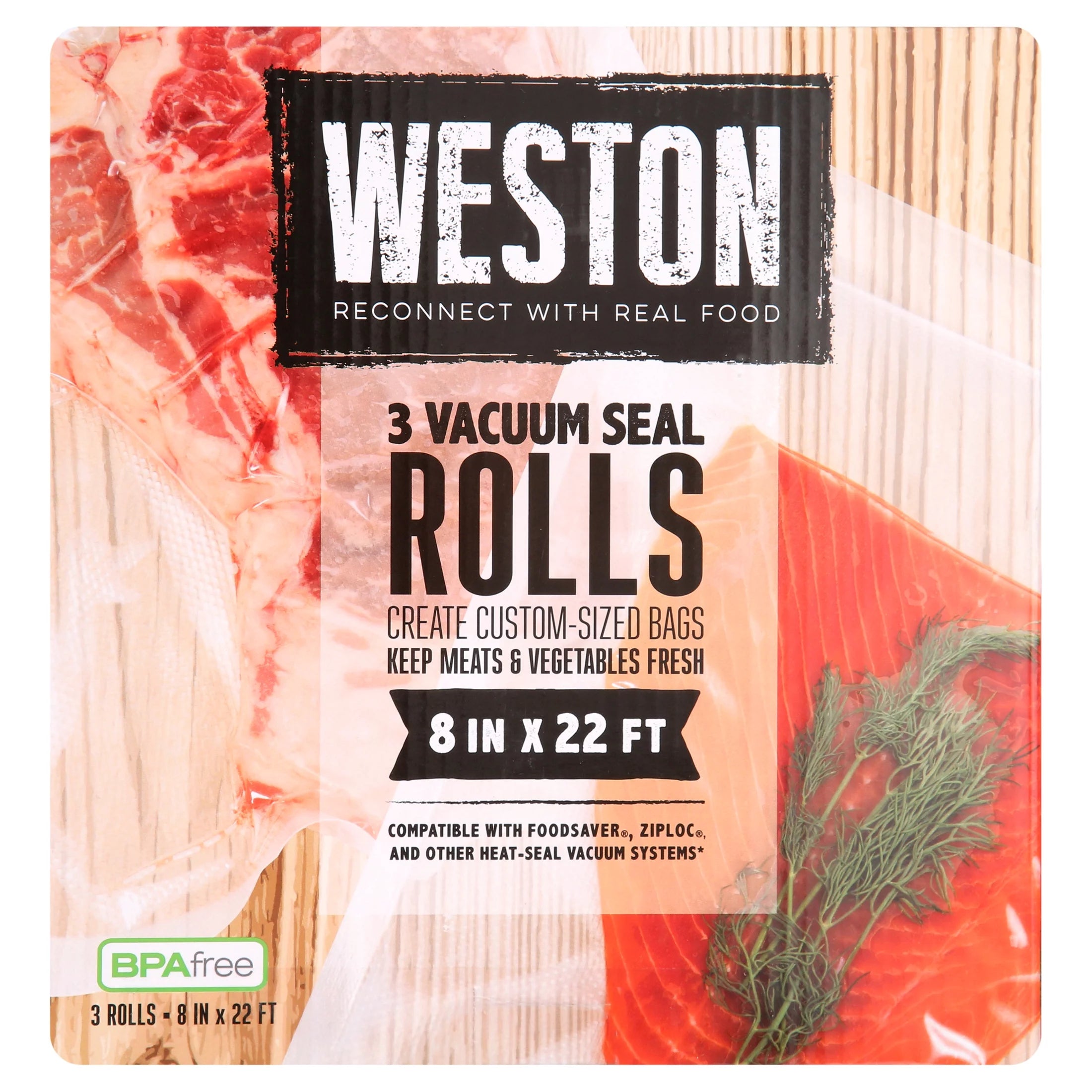 Weston Vacuum Sealer Rolls, 22' x 8, 3 Pack
