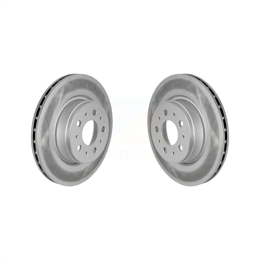 Front Coated Disc Brake Rotors Pair For 2017-2022 Tesla 3 With Gray Painted Calipers KG-101721