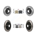 Transit Auto - Front Rear Ceramic Pads And Coated Drilled Slotted Disc Brake Rotors Kit For Honda CR-V Hybrid KDA-101533