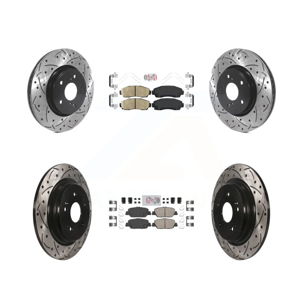 Transit Auto - Front Rear Ceramic Pads And Coated Drilled Slotted Disc Brake Rotors Kit For Honda CR-V Hybrid KDA-101533