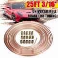 Universal Car 25Ft Copper Nickel Brake Line Tubing Kit 3/16 OD+15Pcs Fitting Also for Motorcycles Household Industrial and Commercial Uses