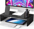 Myfurnideal Monitor Stand Riser Wooden Removable Computer Stand with Phone Holder and Cable Management for Home Office Computer, Laptop, Printer