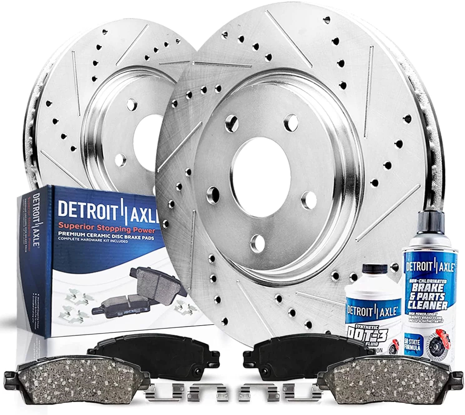 Detroit Axle - 288mm Front Drilled Slotted Brakes and Rotors Brake Pads Replacement for Audi A4 Quattro Fits select: 2002-2004 VOLKSWAGEN PASSAT GLS, 2003-2004 AUDI A4 3.0 QUATTRO