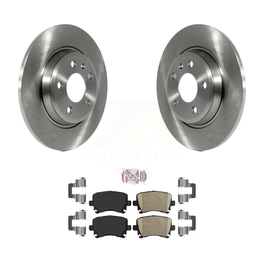 Transit Auto - Rear Disc Brake Rotors And Ceramic Pads Kit For 2009 Audi A4 Quattro Convertible With 300mm Diameter Rotor K8A-100940