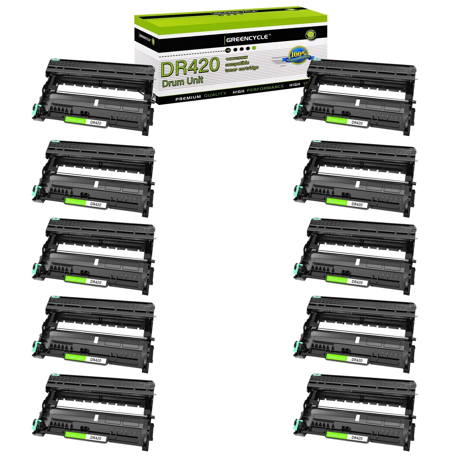 greencycle 10 Pack Compatible Drum Unit Replacement for Brother DR420 DR-420 for HL-2270DW HL-2280DW HL-2230 HL-2240 MFC-7240 MFC-7360N MFC-7860DW intellifax-2840 DCP-7065DN Printer ( Without Toner )