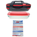 Pyrex 4-Piece Tote Bundle with Bakeware, Red Lid, and Large Hot/Cold Pack