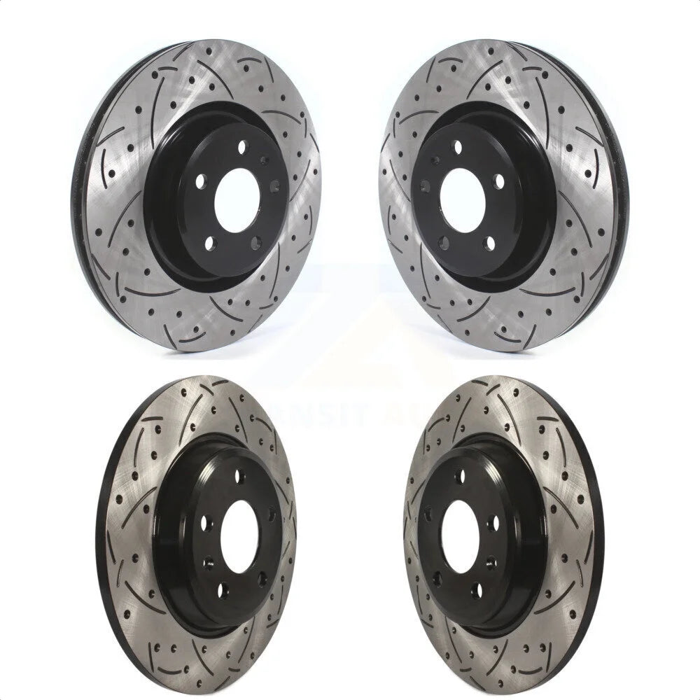 Front Rear Coated Drilled Slotted Disc Brake Rotors Kit For Audi A4 Quattro KD-100389