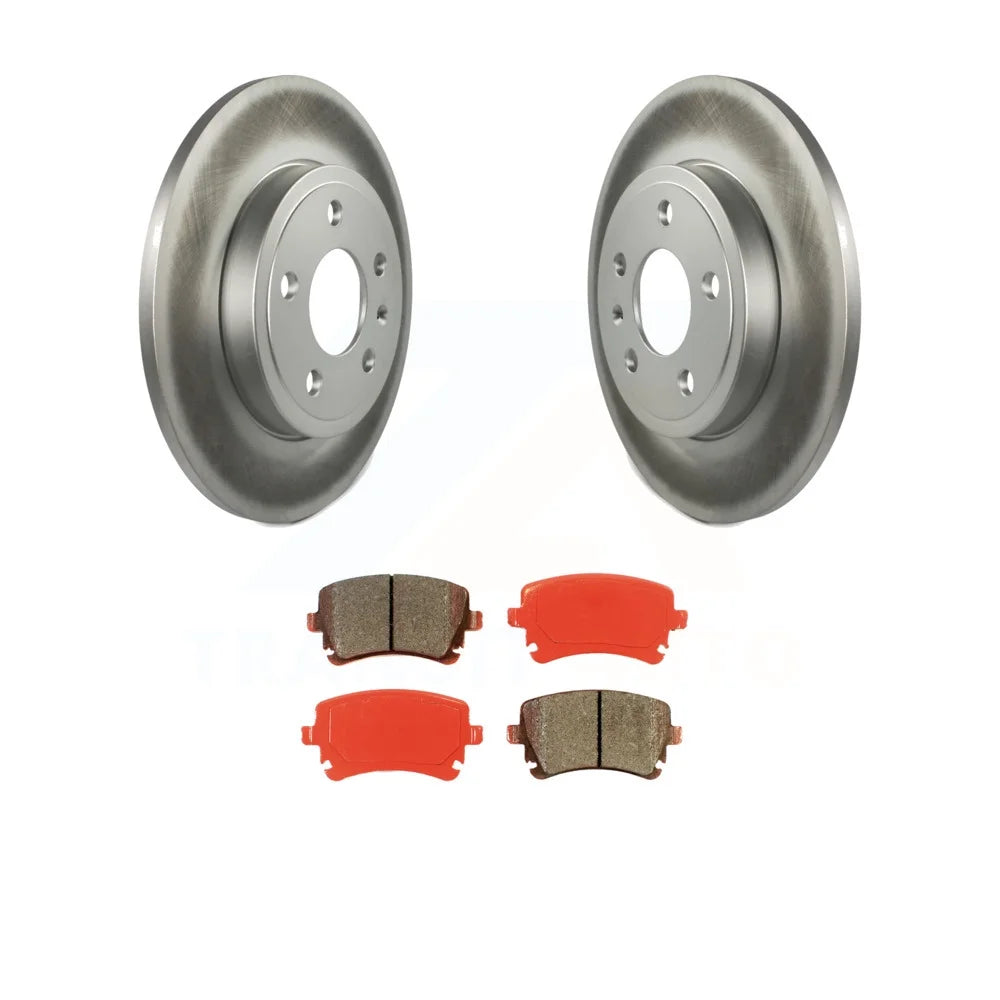 Transit Auto - Rear Coated Disc Brake Rotors And Semi-Metallic Pads Kit For 2008 Audi A4 Quattro With 300mm Diameter Rotor KGS-102369