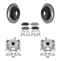 Transit Auto Rear Disc Brake Coated Caliper Drilled Slotted Rotors And Semi-Metallic Pads Kit For 2011 INFINITI G37 X Sport With Single Piston Front KCD-100472P