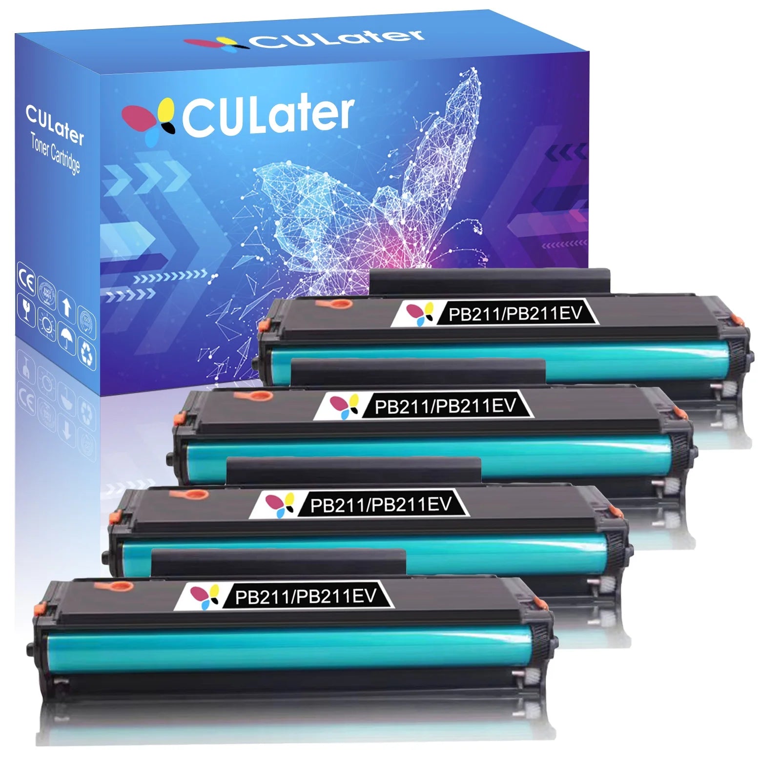 CULater PB-211 PB-211EV Compatible Toner Cartridge PB211 PB 211 PB 211EV Black Toner Replacement for Pantum P2500W P2502W M6500NW M6550NW M6600NW M6552NW M6602NW Printer (4 Black)