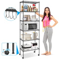 6-Tier Shelf Rack Wire Shelving Unit Storage Height Adjsutable Metal Shelf with 4 Side Hooks, 260lbs Capacity Free Standing Rack Organization for Kitchen Bedroom Garage