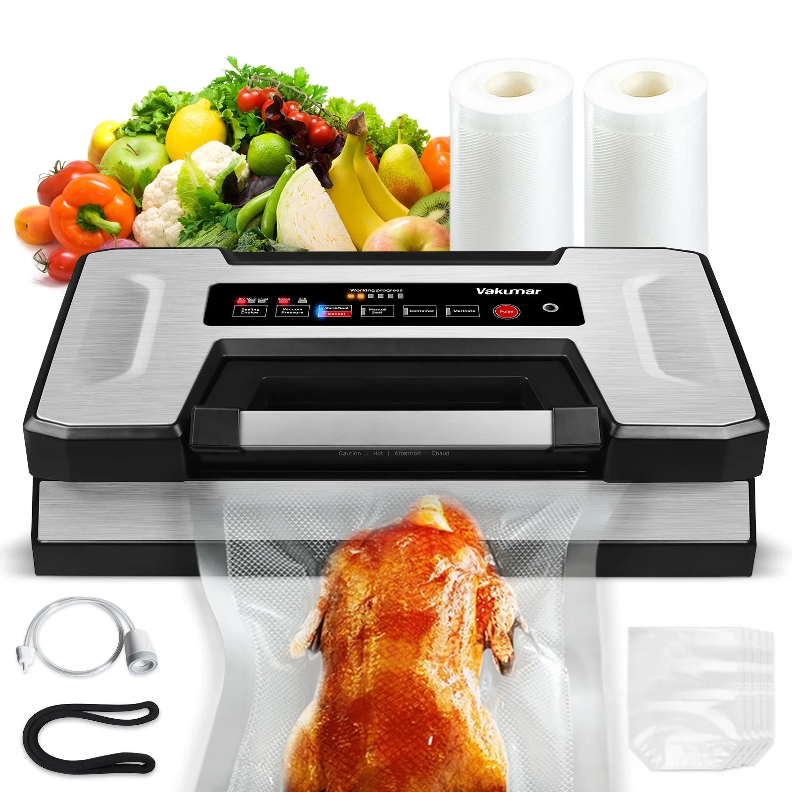 Vakumar 90Kpa Food Vacuum Sealer Machine Built-in Cutter Bag Storage
