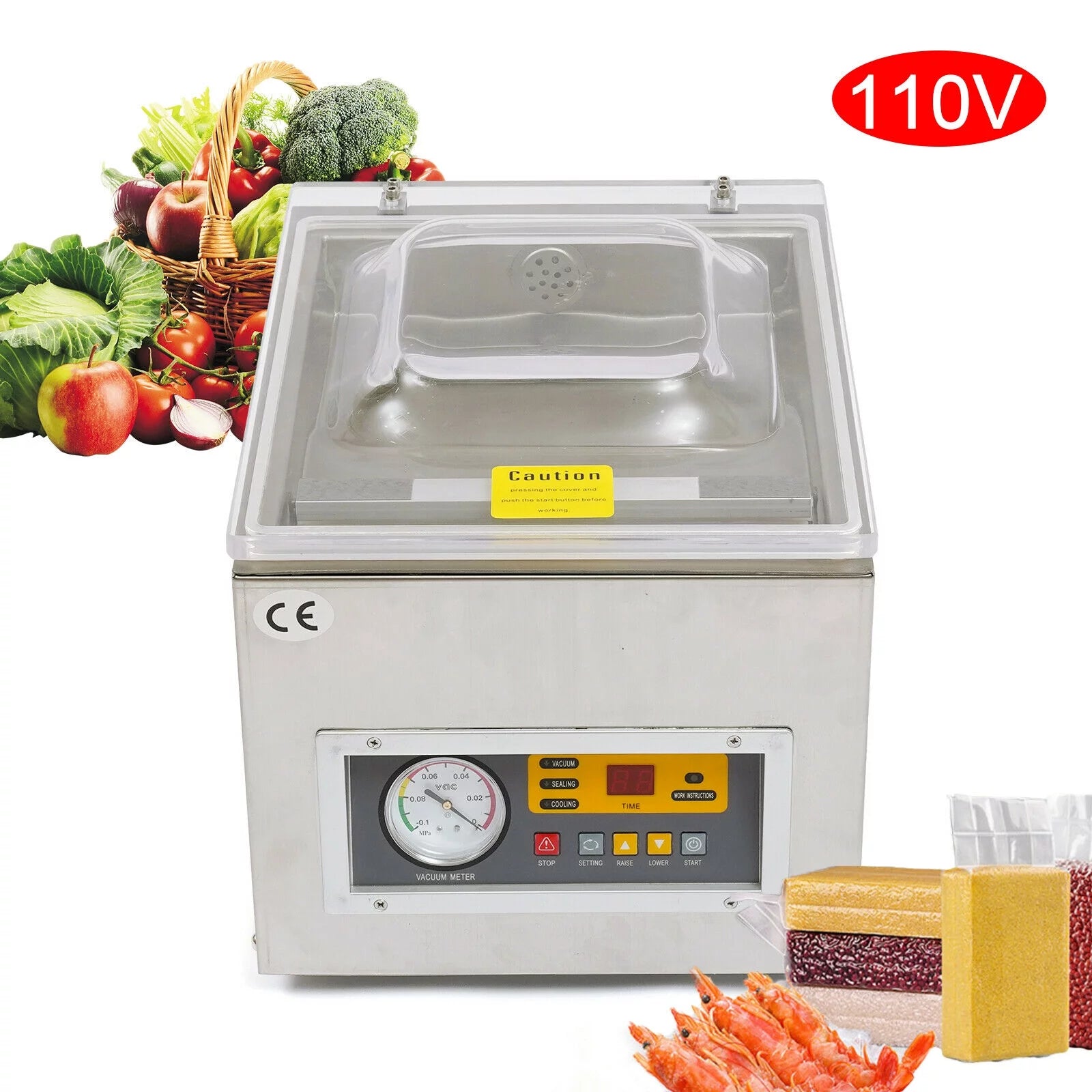 DZ-260C Table Top Chamber Vacuum Sealer Digital Vacuum Packing Sealing Machine, 120W, 110V