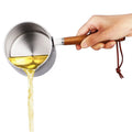 Butter Warmer Pan, 700ML Stainless Steel Sauce Pot, Boiling Pot with Pouring Spout and Scale, Wooden Handle Milk Pot, Small Coffee Maker, Anti Scalding Chocolate Melting Pot