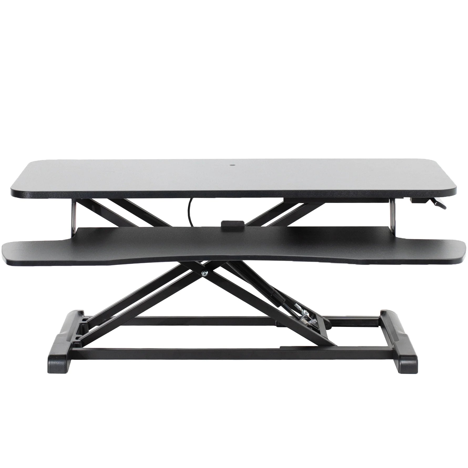 VIVO Black Height Adjustable 38 Standing Desk Monitor Riser, Sit Stand Tabletop