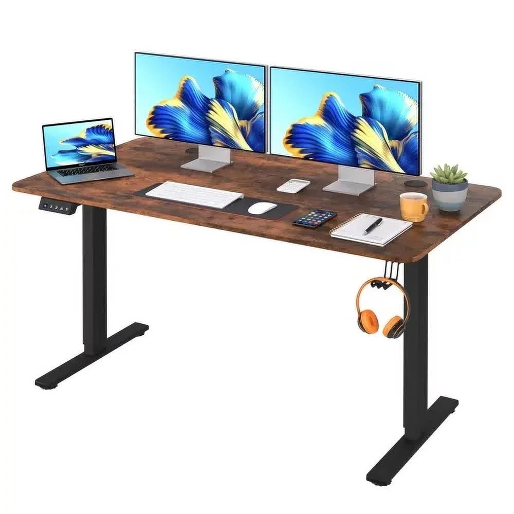 55*24In Computer Desk £¬Electric Standing Desk £¬T-shape with Headphone Hook Gaming Table £¬Computer Desk That Raises Up and Down Adjustable Height Computer Desk Home Office Desks£¬