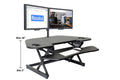 Rocelco 46 Height Adjustable Corner Standing Desk Converter with Dual Monitor Arm BUNDLE | Quick Sit Stand Up Computer Workstation Riser | Extra Large Keyboard Tray | Black (R CADRB-46-DM2)