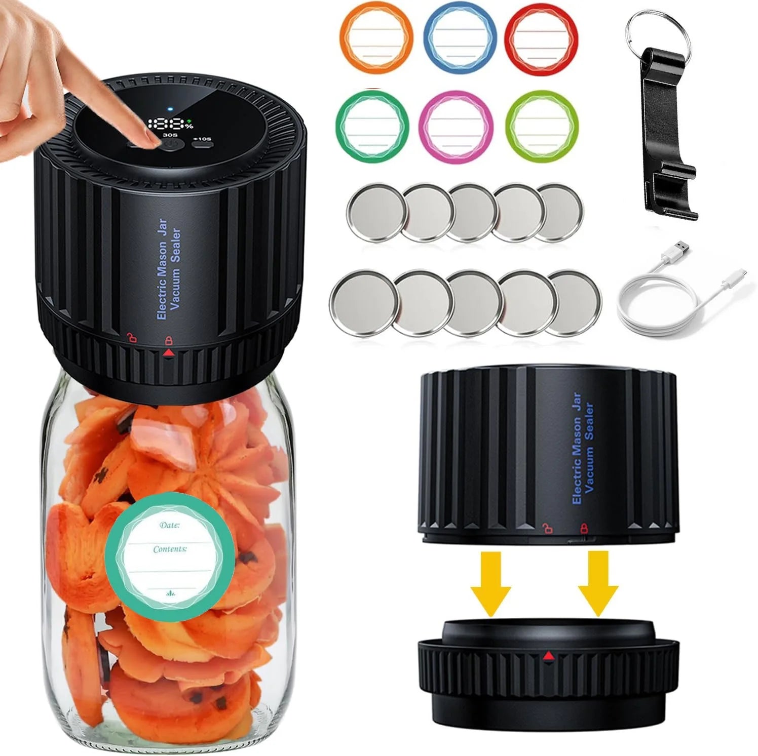 Vacuum Sealer for Jars Electric Mason Jar Vacuum Sealer for Wide Mouth and Regular Mouth Mason Jars