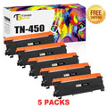 Toner Bank Compatible Toner Cartridge Replacement for Brother TN-450 TN450 TN 420 HL-2270DW HL-2280DW HL-2230 HL-2240 MFC-7360N MFC-7860DW DCP-7065DN (5 Pack, Black)