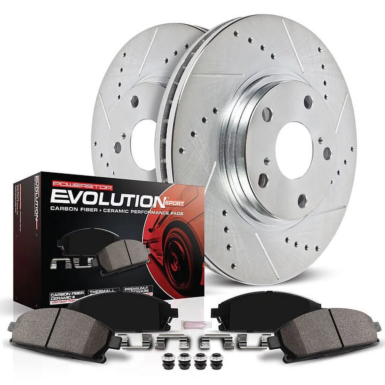 Power Stop Rear Ceramic Brake Pad and Drilled and Slotted Rotor Kit K6799