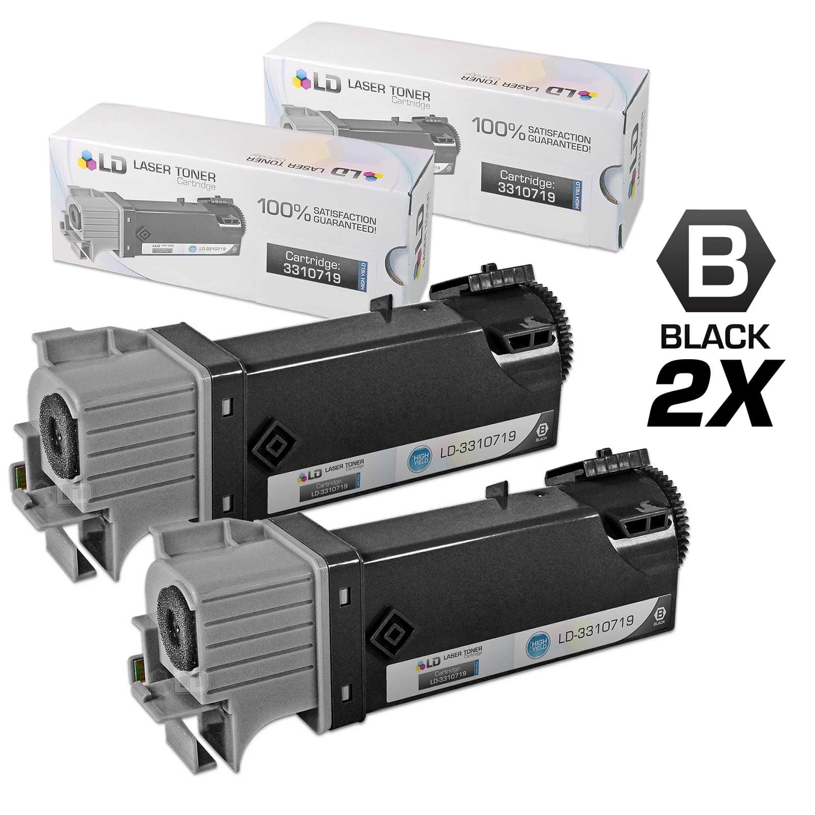 LD Compatible Dell 331-0719 Set of 2 Black Laser Toner Cartridges for use in Dell 2150cdn, 2150cn, 2155cdn & 2155cn s