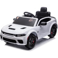 Kids Electric Cars With Remote Control, Licensed Dodge Charger 12V Ride on Cars for Boys Girls, Battery Powered Ride on Toys with Bluetooth, USB, MP3, 4 Wheel Suspension, White
