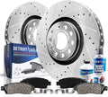 Detroit Axle - 321mm Front Drilled Slotted Brakes and Rotors Brake Pads Replacement for Audi A4 Quattro Fits select: 2007-2008 AUDI A4 S-LINE 2.0T QUATTRO TURBO, 2006 AUDI A4 S-LINE 3.2 QUATTRO