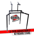 Griffin DJ Workstation - Double Piano Keyboard Stand & Laptop Mount 2 Tier/Dual Portable Studio Mixer Rack for Turntables, DJ Coffins, Speakers, Audio Gear and Music Equipment
