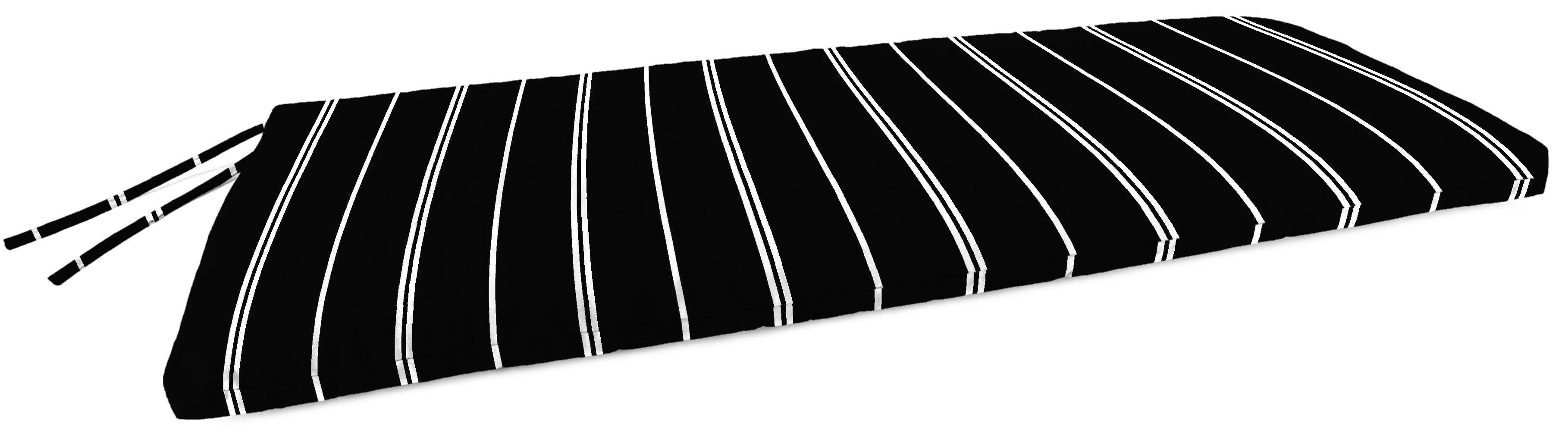 Jordan Manufacturing 48 x 18 Pursuit Shadow Stripe Black Stripe Rectangular Outdoor Bench Cushion with Ties