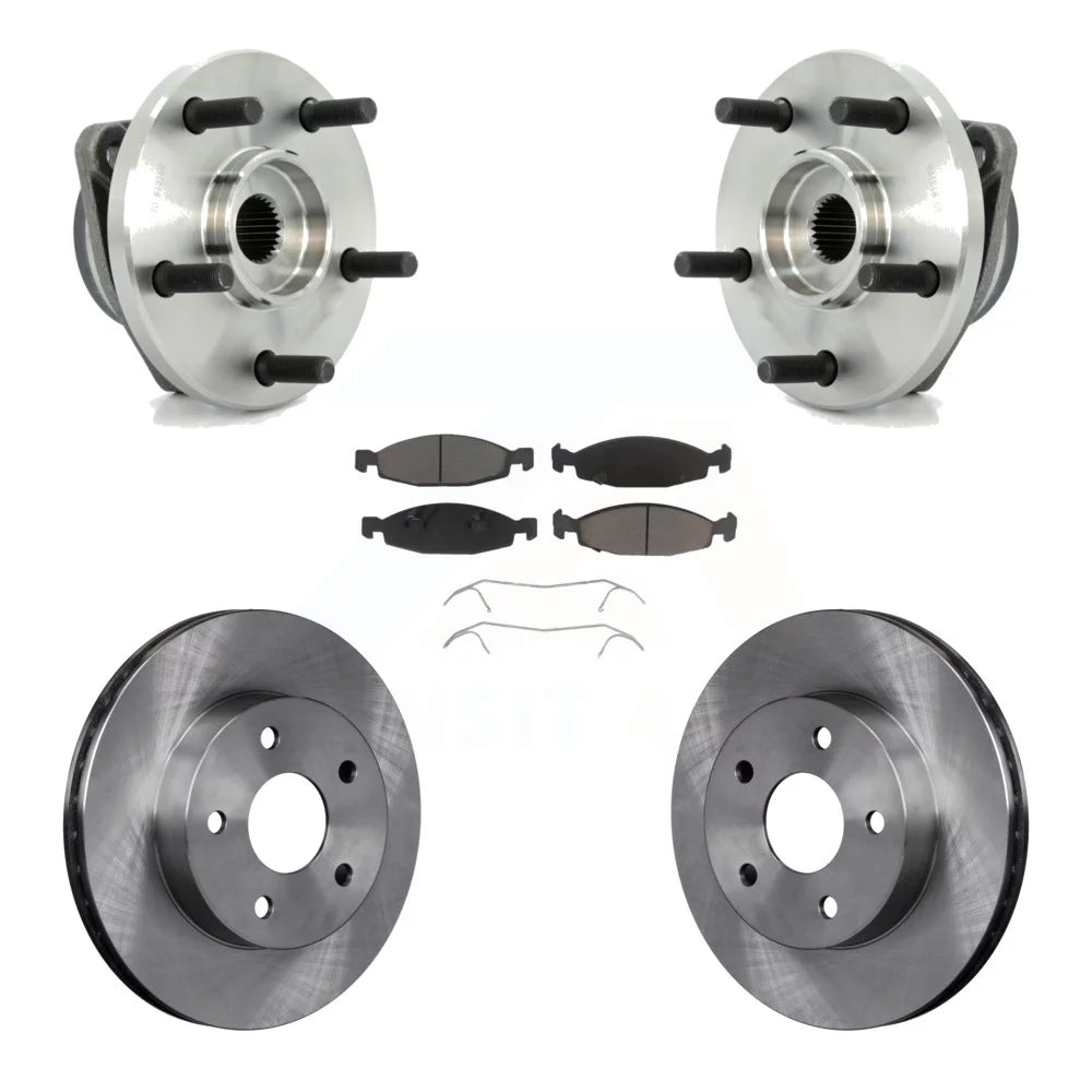 Transit Auto - Front Hub Bearing Assembly With Disc Brake Rotors And Ceramic Pads Kit For 1999-2002 Jeep Grand Cherokee Teves & ATE Caliper KBB-122467