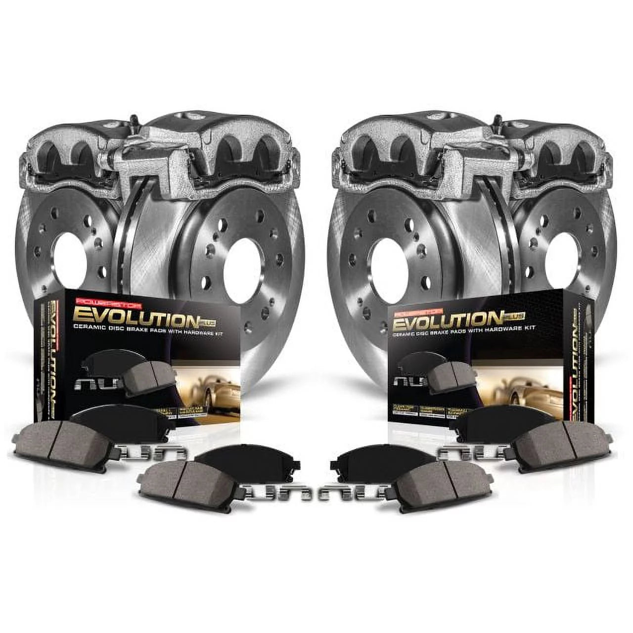 Power Stop Front and Rear Stock Replacement Brake Pad and Rotor Kit with Calipers KCOE6943 Fits 2015 Infiniti Q50