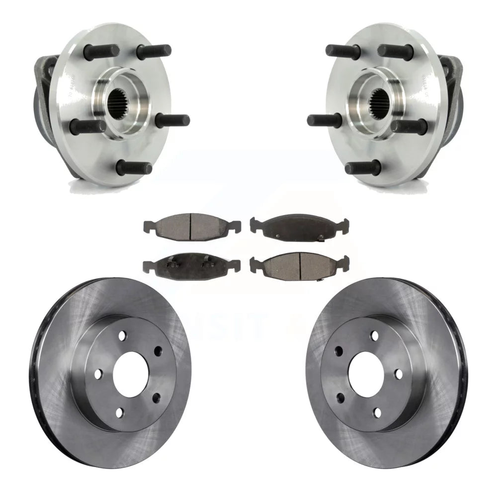 Transit Auto - Front Hub Bearing Assembly With Disc Brake Rotors And Ceramic Pads Kit For 1999-2002 Jeep Grand Cherokee Teves & ATE Caliper KBB-100448
