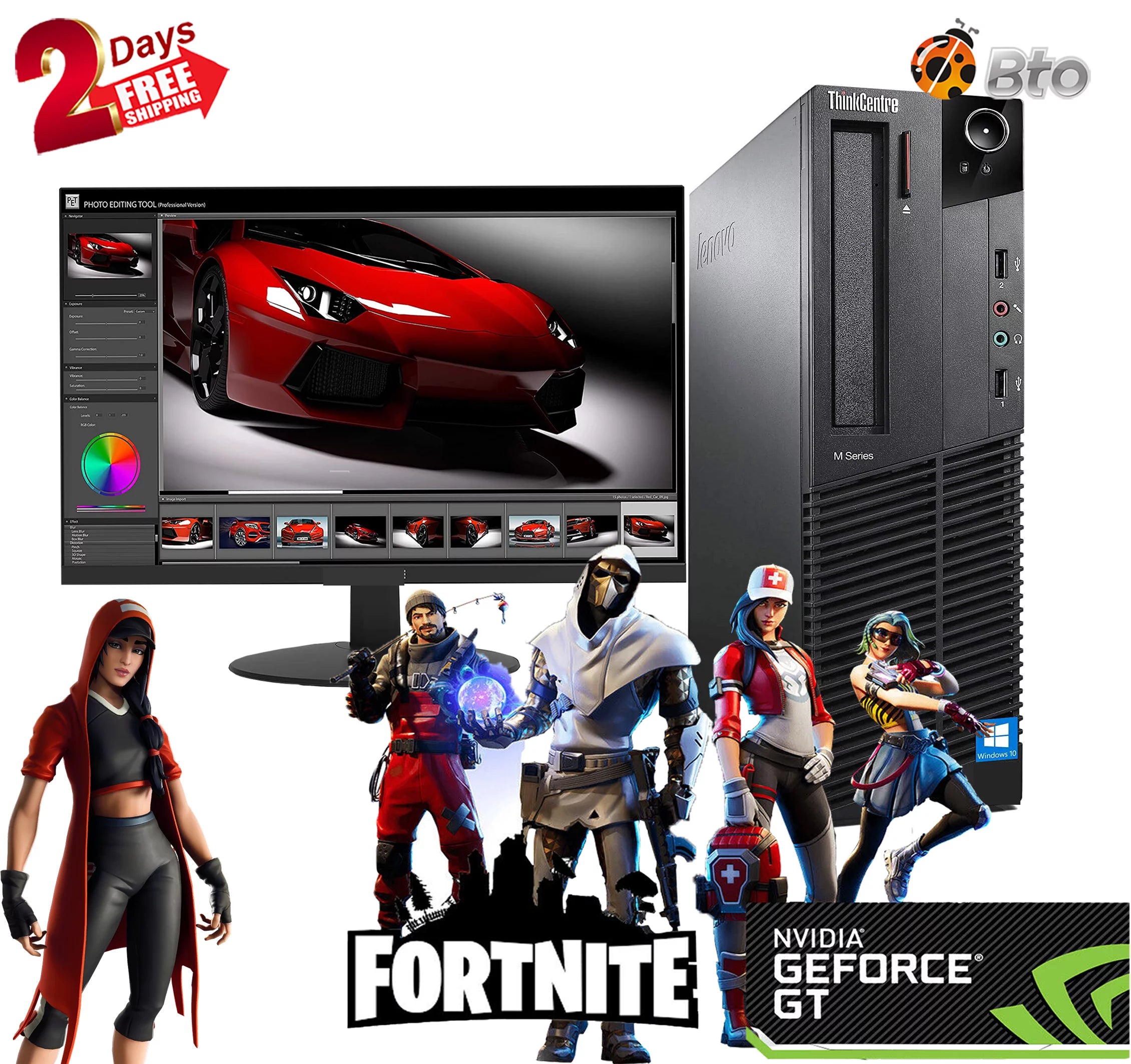 Pre-Owned Gaming Lenovo Thinkcentre M92 SFF Desktop Computer Core i5, 16GB Ram, 1TB HDD, Nvidia GT 730, New 24 LCD, Keyboard & Mouse, WiFi, Bluetooth, Win10 Home (Refurbished)