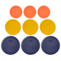 Pyrex Replacement Lid (3) 7200-PC 2-Cup Orange, (3) 7201-PC 4-Cup Butter Yellow, and (3) 7402-PC 6/7-Cup Blue Round Cover Combo, Bowls Sold Separately