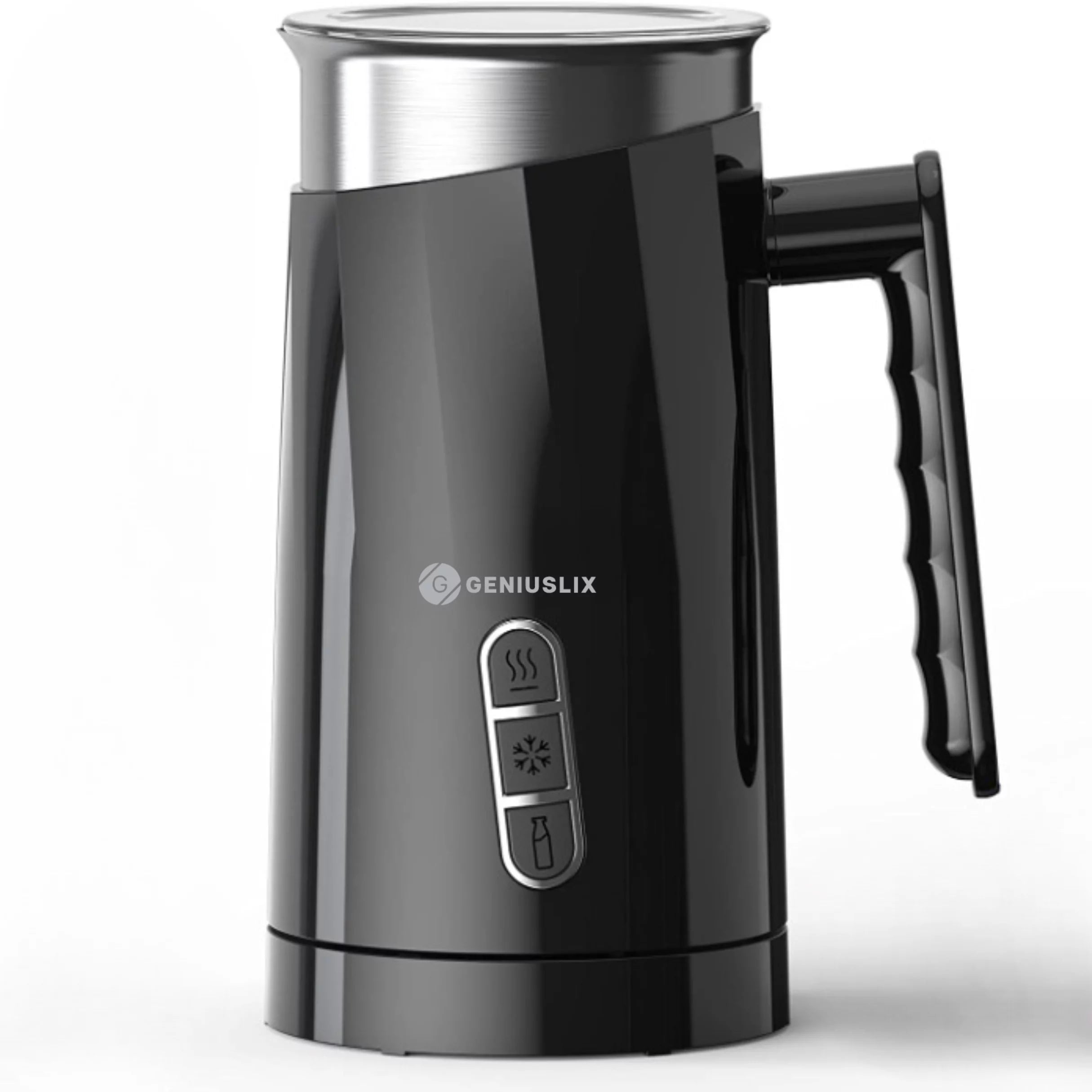 GENIUSLIX Milk Steamer and Frother 10.1 oz - This Electric Milk  Frother Makes Soft Hot or Cold Foam for Your Latte, Cappuccino and Macchiato - Automatic Milk Foamer With Ergonomic Handle (BLACK)