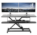 VIVO Black Electric 36 Standing Desk Monitor Riser, Dual Arm Sit Stand Tabletop