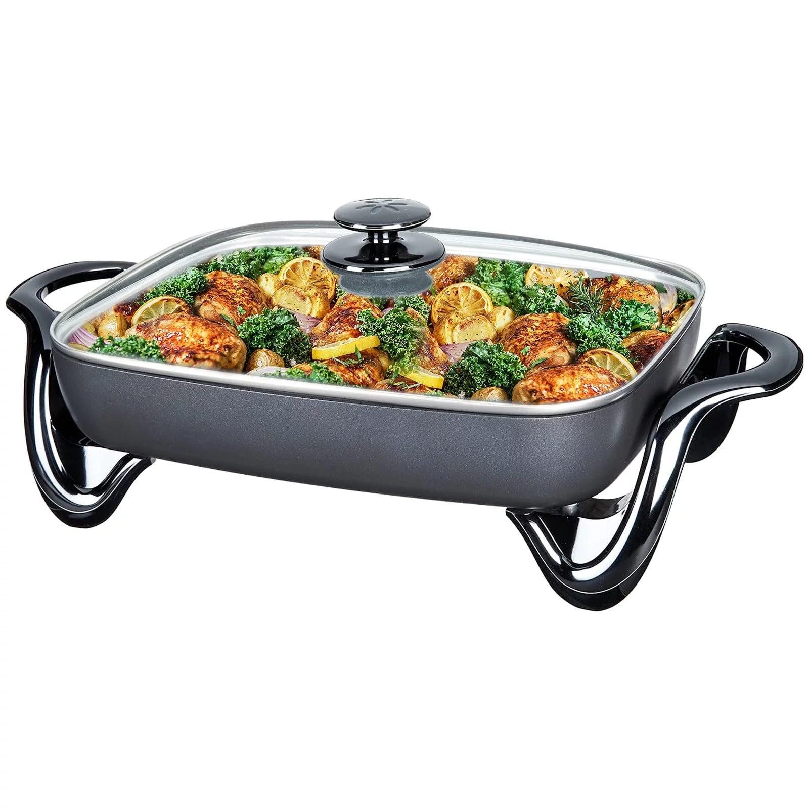 16 Nonstick Electric Skillet - for Roast Fry Grill Stew Bake and Make Casserole