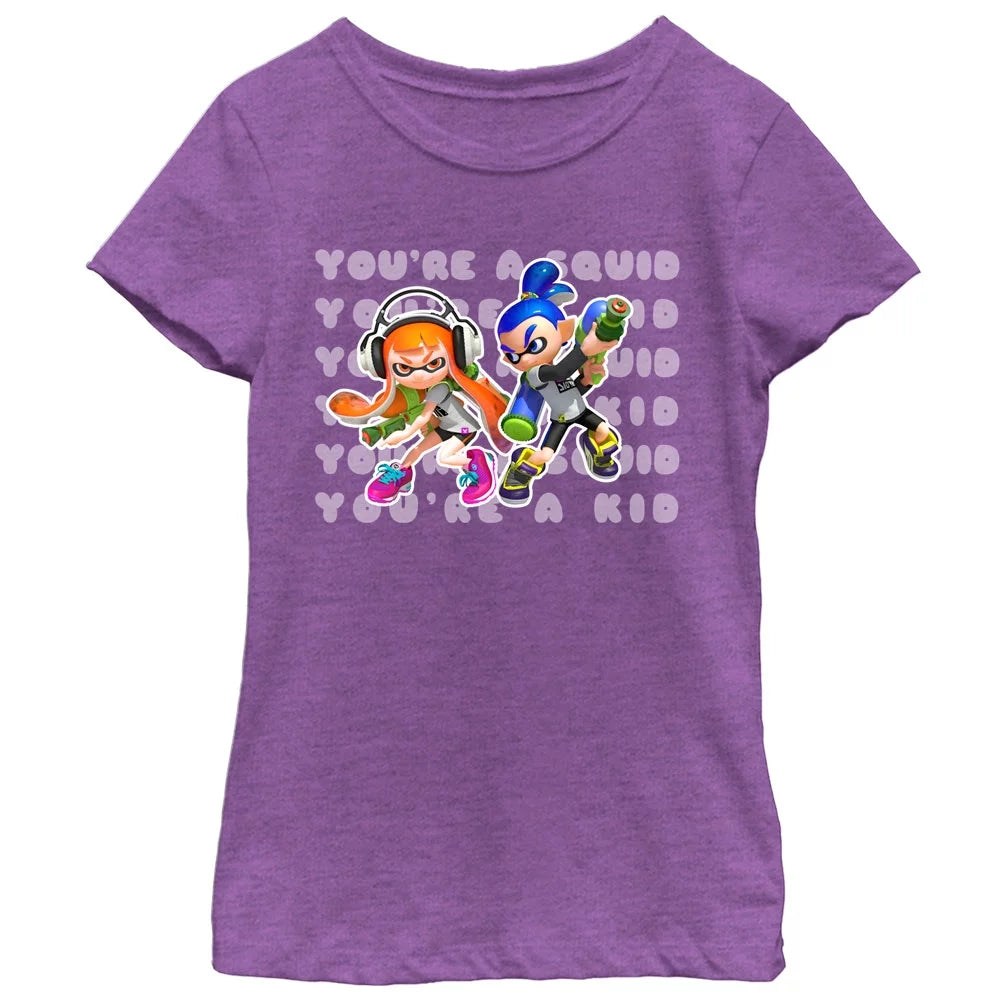 Girl's Nintendo Splatoon You're a Squid Kid  Graphic Tee Purple Berry Large