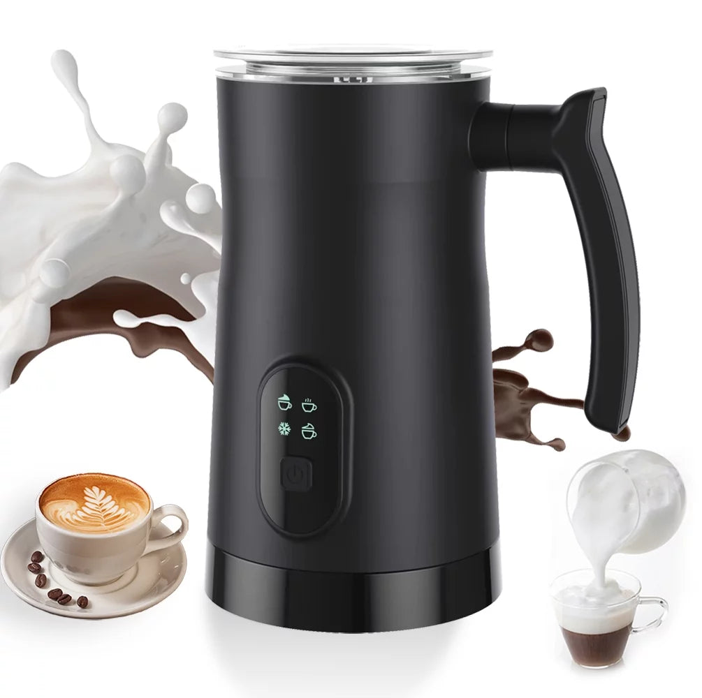 Yabuy Easy Cleaning Milk Frother and Steamer Stainless Steel 4 in 1 Hot/Cold Foam Maker Silent Operation 400W Non Stick Interior 11.84oz/350ml for Coffee Hot Milk